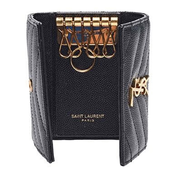 RARE!!! YSL SAINT LAURENT 6 KEYS MONOGRAM CAVIAR HOLDER WALLET - Picture 7 of 16